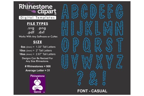 Download Rhinestone Design FONT - CASUAL 2" - Design font Collection