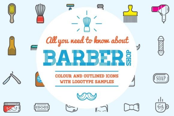 Download Awesome Barber Shop Icons with Logotypes - Logotypes Collection